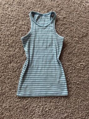 Striped Racerback Tank Top - Light Blue & White